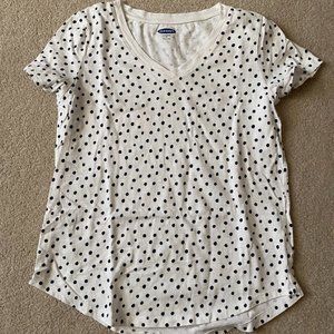 Old Navy Red, White Blue Dotted Short Sleeve V-neck t-shirt Sz xs
